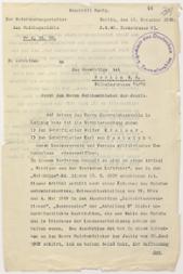 Wiedereröffnung der Voruntersuchung im Weltbühnen-Prozess.- Schreiben des Reichsgerichts, 12. Nov. 1930