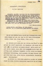"Prozeß Harden", Manuskript (Abschrift), insg. 15 Seiten (Seite 1)