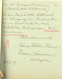 Thomas Theodor Heine bewirbt sich in einem Preisausschreiben.