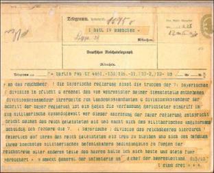 Aufruf des Chefs der Heeresleitung an die 7. Division zur Loyalität, Oktober 1923