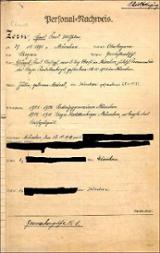 Personalnachweis von Regimentskommandeur Oberst Hans Zorn, ca. 1939 (Seite 1)