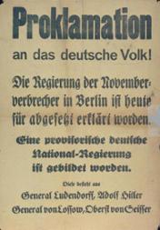 Hitler-Ludendorff-Putsch.- Flugblatt der Putschisten, November 1923