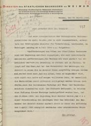 Schreiben des Leiters und der Meister des Bauhauses an Dr. Edwin Redslob vom 22. Sept. 1924 (ohne Unterschriften, S. 1, Folgeseiten im Download)