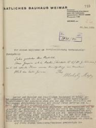 Schreiben von László Moholy-Nagy in Vertretung von Walter Gropius an Dr. Edwin Redslob vom 26. Dez. 1924, S.1
