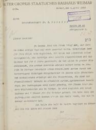 Schreiben von Walter Gropius an Dr. Edwin Redslob vom 4. Apr. 1925