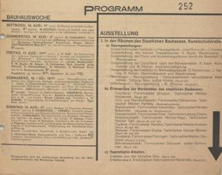 Programm der Bauhaus-Ausstellung vom 15. bis zum 19. Aug. 1923