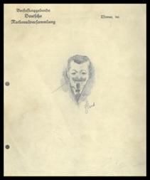 Skizze mit dem Portrait von Friedrich Ebert, gezeichnet vermutlich von Friedrich Naumann [1919]