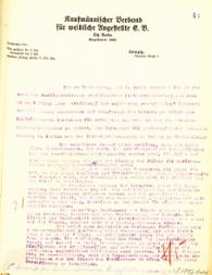 Schreiben des Kaufmännischen Verbandes für weibliche Angestellte eV, übersandt an das Reichsamt für wirtschaftliche Demobilmachung am 4. April 1919