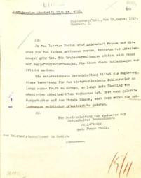 Schreiben des Verbandes der Bergarbeiter Deutschlands, Bezirksleitung Waldenburg/Schlesien, an das Reichswirtschaftsministerium vom 19. August 1919