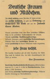 Wahlaufruf an Frauen für die Wahl zur Nationalversammlung