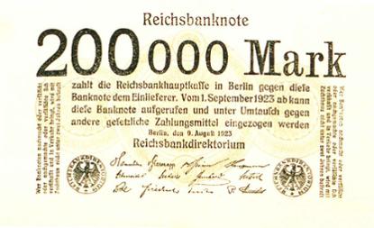 Reichsbanknote 200.000 Mark, 9. August 1923