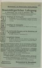 Werbeblatt für einen „Staatsbürgerlichen Lehrgang“ in Halberstadt von der Halberstädter Volkshochschule und der Reichszentrale für Heimatdienst, ca. 1925