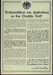 Plakat herausgegeben von der Reichszentrale für Heimatdienst, März 1930