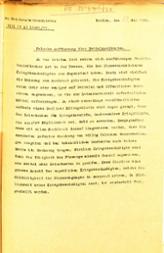 Stellungnahme des Reichsarbeitsministeriums vom 23. Mai 1921 zu Darstellungen in der Presse, dass "Kriegsbeschädigte ... mehr oder weniger auf Bettelei und öffentliches Musizieren angewiesen" seien.