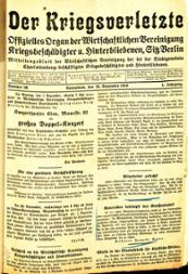 Titelblatt der Zeitung "Der Kriegsverletzte" vom 19. November 1919