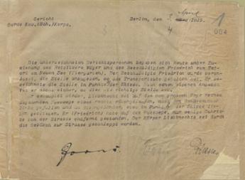 Schreiben des Gerichts des Garde-Kavallerie-Schützen-Korps vom 3. April 1919