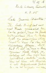 Brief an die Tochter von Alexander Winckler (Arnstadt) vom 11.2.1915 u. a. über Karl Liebknecht und die Haltung der Sozialdemokratie