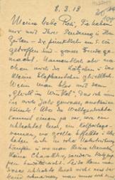 Postkarte an Rosi Wolfstein vom 8.3.1918 aus dem Gefängnis in Breslau