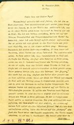 Auszug aus einem Brief von Hans Elsner an seine Eltern vom 5. November 1918 über die Vorgänge in der Marine (Abschrift)