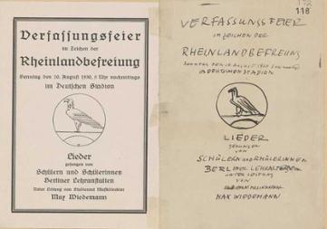 Entwurf und umgesetzer Flyer mit Informationen zum Ablauf und einem gezeichneten Adler in der Mitte