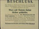 Plakat des Vollzugsrates der Betriebs- und Soldatenräte Münchens zur Öffnung von Bars und Animierlokalen vom 24. April 1919