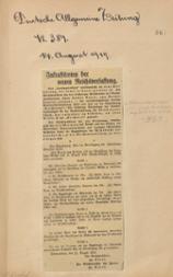 Artikel in der Deutschen Allgemeinen Zeitung vom 14. August 1919
