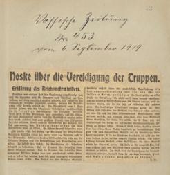 Artikel in der Vossischen Zeitung vom 6. September 1919