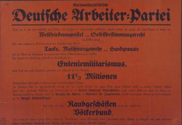 Plakat der NSDAP gegen den Völkerbund, August 1920