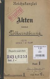 Deckblatt zum Aktenband R 43 I/1253