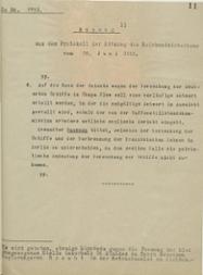 Auszug aus dem Protokoll der Sitzung des Reichsministeriums vom 26. Juni 1919