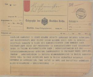 Telegramm des Oberpräsidenten der preußischen Provinz Westfalen vom 21. März 1920, S. 2